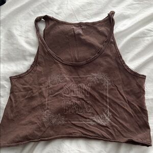 American Eagle Outfitters Brown Graphic Cropped Tank